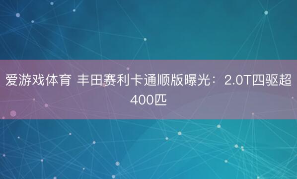 爱游戏体育 丰田赛利卡通顺版曝光：2.0T四驱超400匹