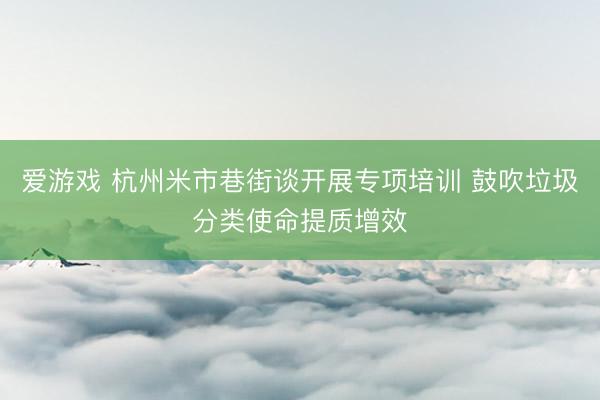 爱游戏 杭州米市巷街谈开展专项培训 鼓吹垃圾分类使命提质增效
