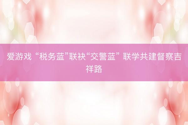 爱游戏 “税务蓝”联袂“交警蓝” 联学共建督察吉祥路